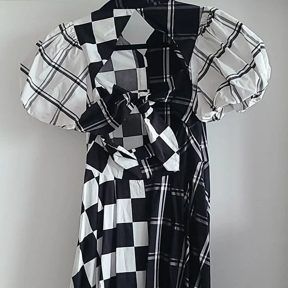 Statement Black & White Checkered & Plaid Dress - Picture 9 of 10
